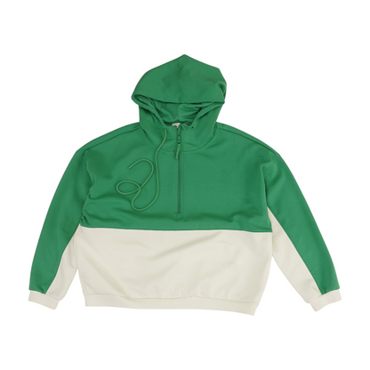 Green Color Block 1/4 Zip Pullover