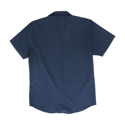 Navy Print Short Sleeve Button Down