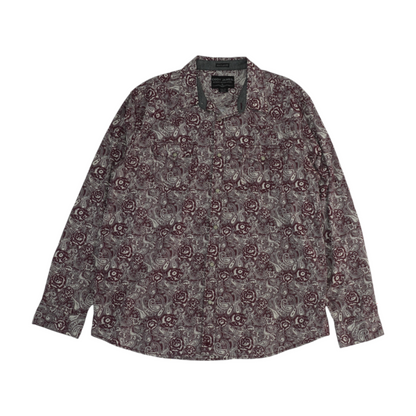 Maroon Paisley Long Sleeve Button Down