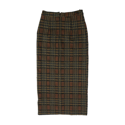 Brown Plaid Maxi Skirt
