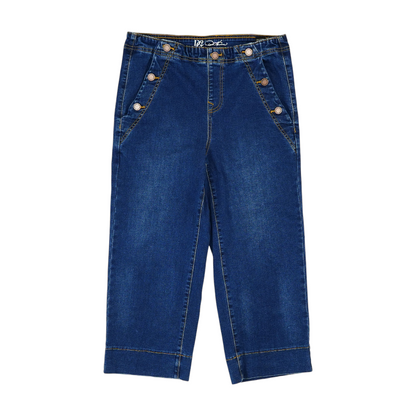Blue Solid Denim Capris