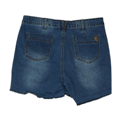Blue Solid Denim Shorts
