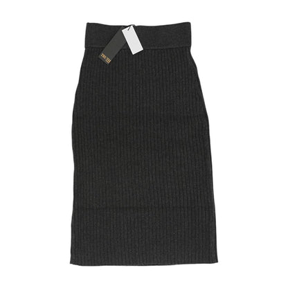 Charcoal Solid Midi Skirt