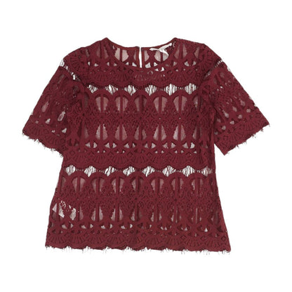 Maroon Eyelet Short Sleeve Blouse