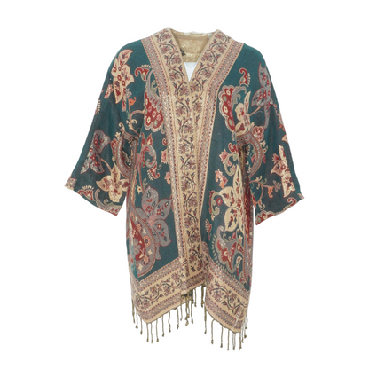 Teal Floral Cardigan Sweater
