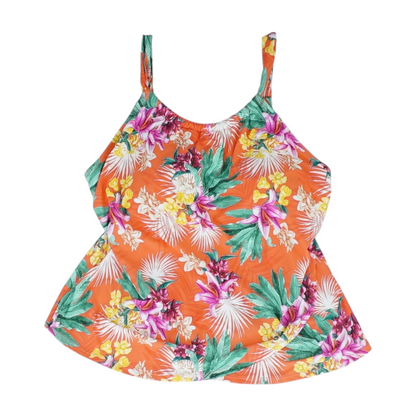 Red Plus Floral Swim Top