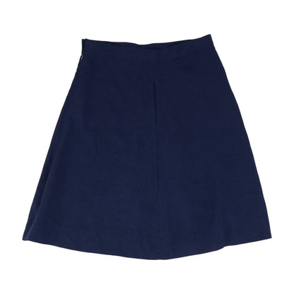 Navy Solid Midi Skirt