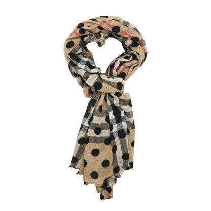 Beige Check and Polka Dot Scarf