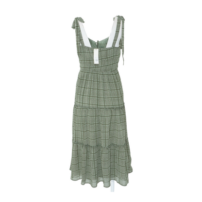 Green Plaid Midi Dress