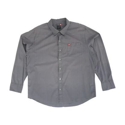 Gray Solid Long Sleeve Button Down