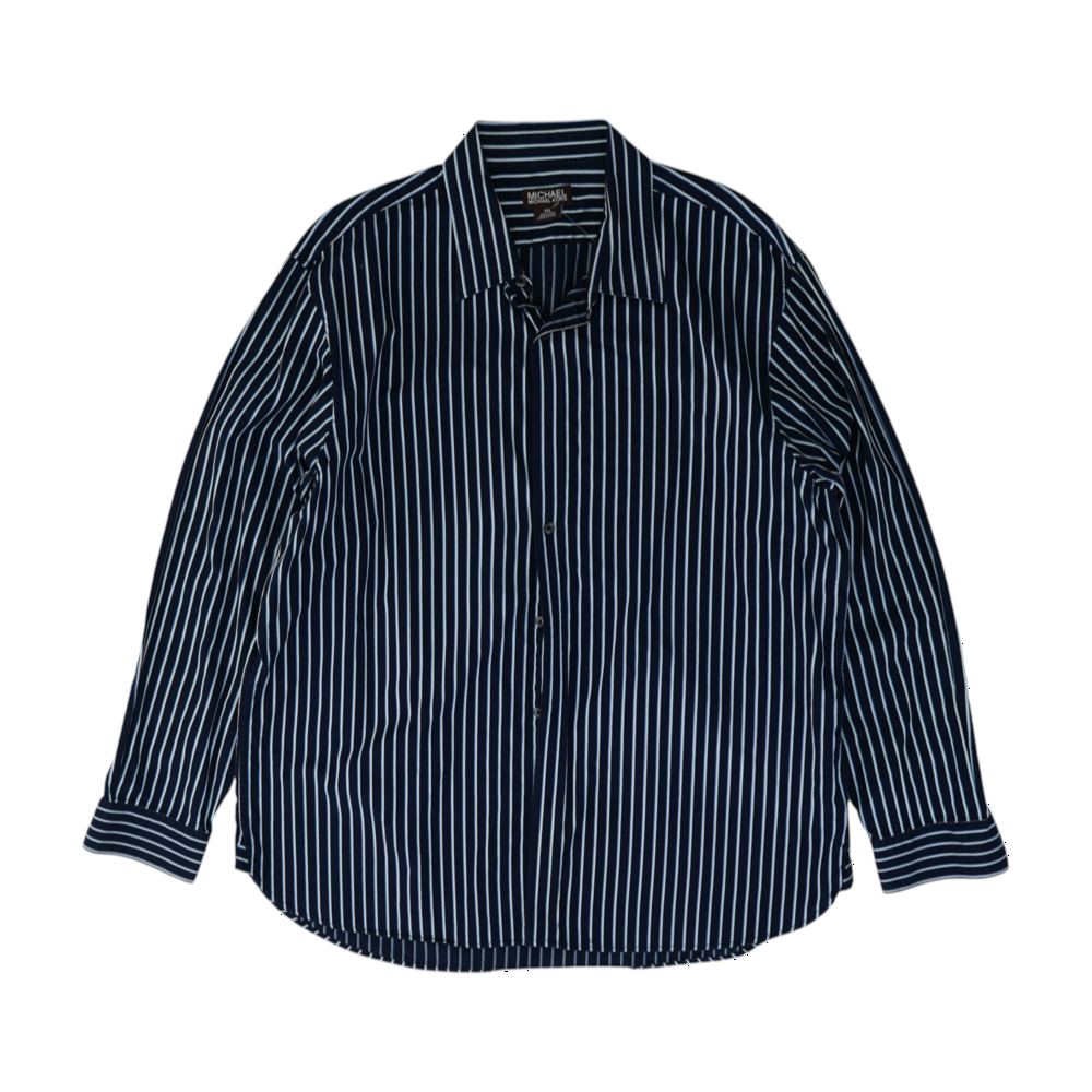Navy Striped Long Sleeve Button Down