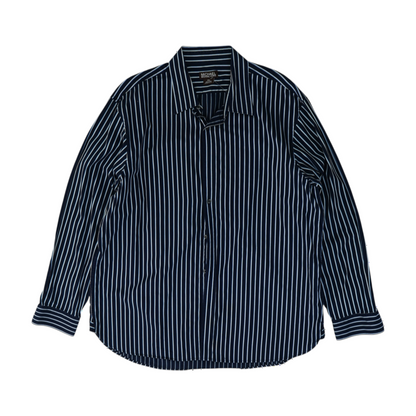 Navy Striped Long Sleeve Button Down