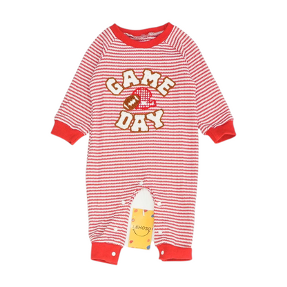 Red Striped Long Sleeve One-Piece