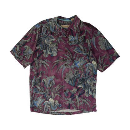 Maroon Floral Short Sleeve Button Down