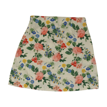 White Floral Mini Skirt