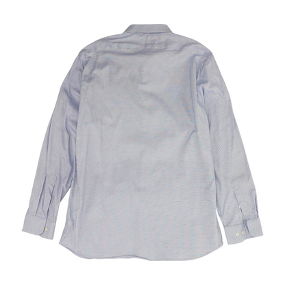 Blue Solid Long Sleeve Button Down