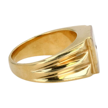 14K Two Tone Gold Small Diamond Accent Signet Ring