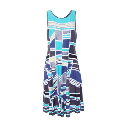 Blue Geometric Midi Dress
