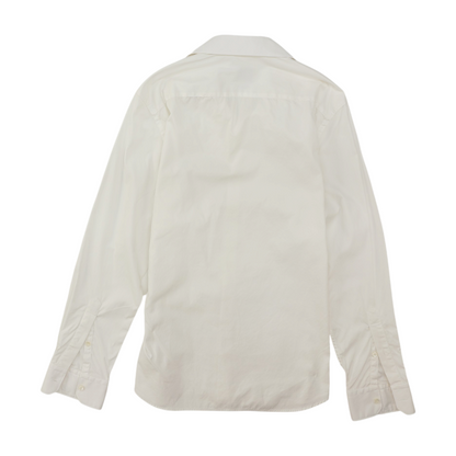 White Solid Long Sleeve Button Down