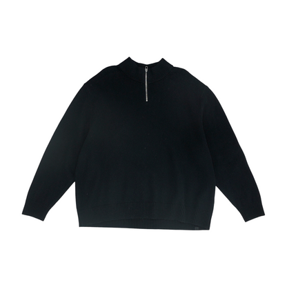 Black Solid 1/4 Zip Sweater