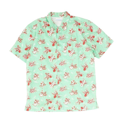 Green Graphic Short Sleeve Button Down