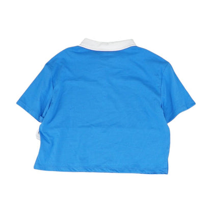 Blue Striped Polo Knit Top