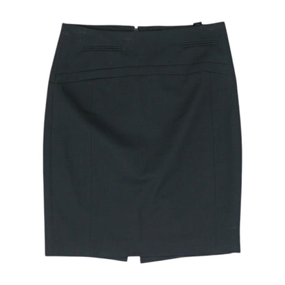Black Solid Midi Skirt