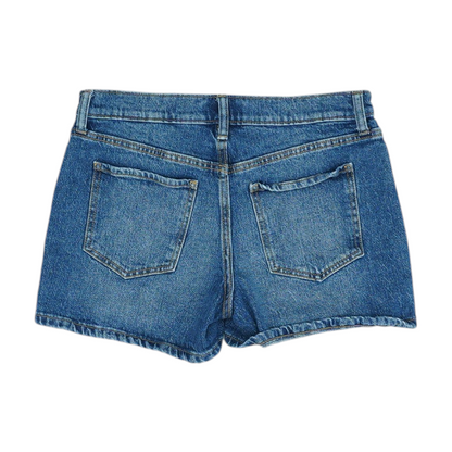 Blue Solid Denim Shorts