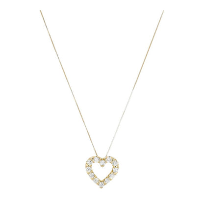 1 Ct 10K Gold Lab Grown Diamond Heart Pendant Necklace