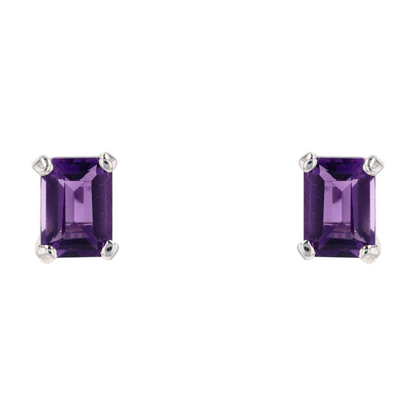 1 3/4 ctw Sterling Silver Amethyst Stud Earrings