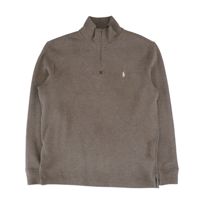 Brown Solid 1/4 Zip Pullover