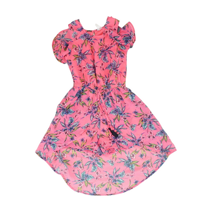 Neon Pink Floral Short Sleeve One-Piece