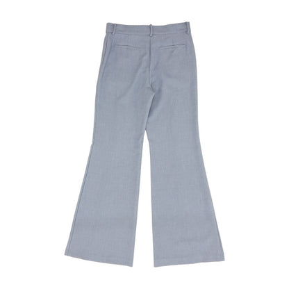 Blue Solid Dress Pants