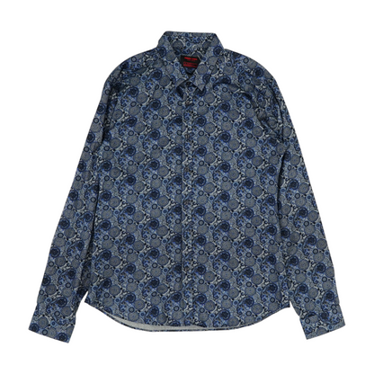 Blue Paisley Long Sleeve Button Down
