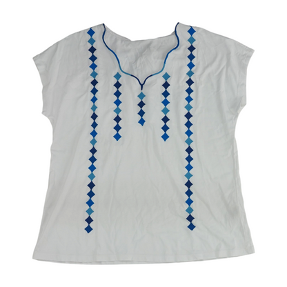 White Geometric Blouse