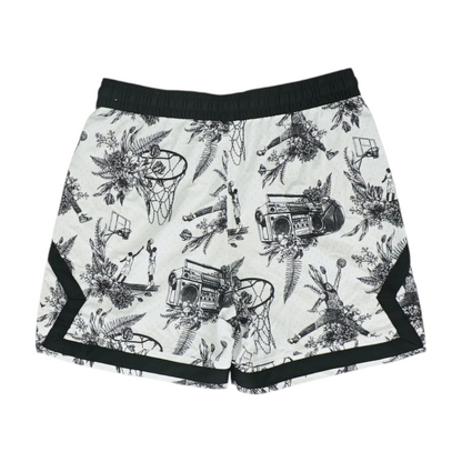 White Graphic Active Shorts