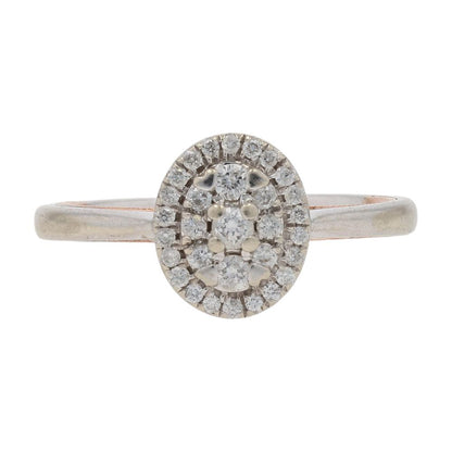 1/3 Ct 10K White Gold Oval Cluster Diamond Engagement Style Ring