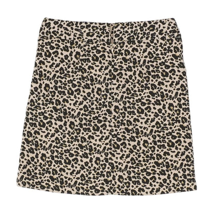 Beige Animal Print Mini Skirt