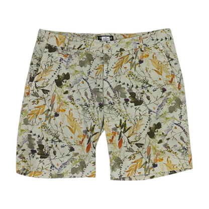 Beige Floral Chino Shorts