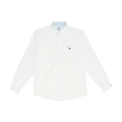 White Solid Long Sleeve Button Down