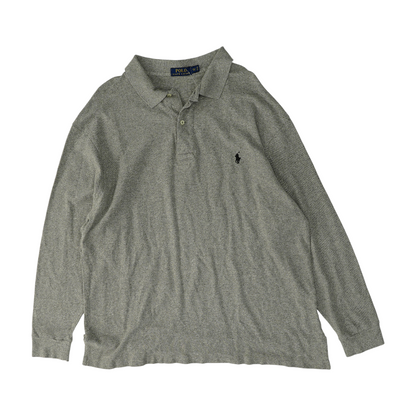 Gray Tall Solid Long Sleeve Polo