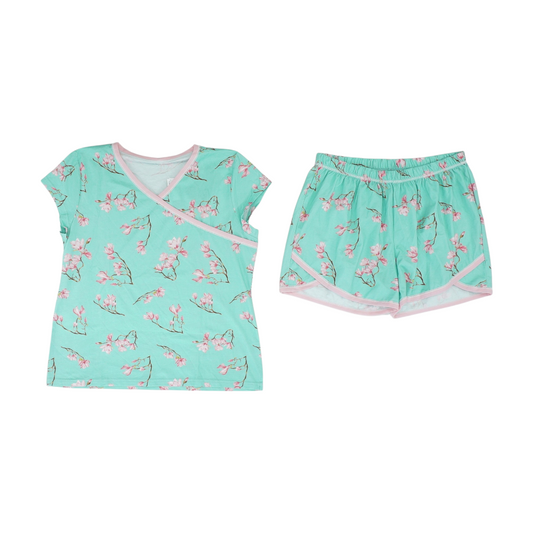 Green Floral Pajama Set