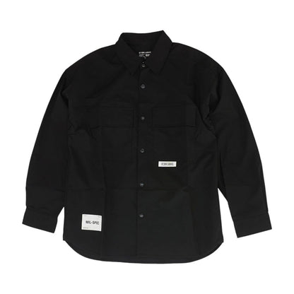 Black Solid Long Sleeve Button Down
