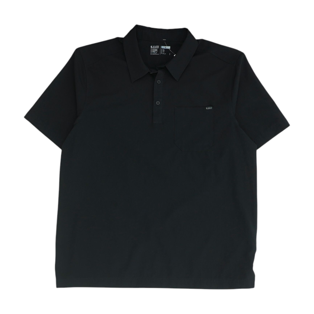 Black Solid Short Sleeve Polo