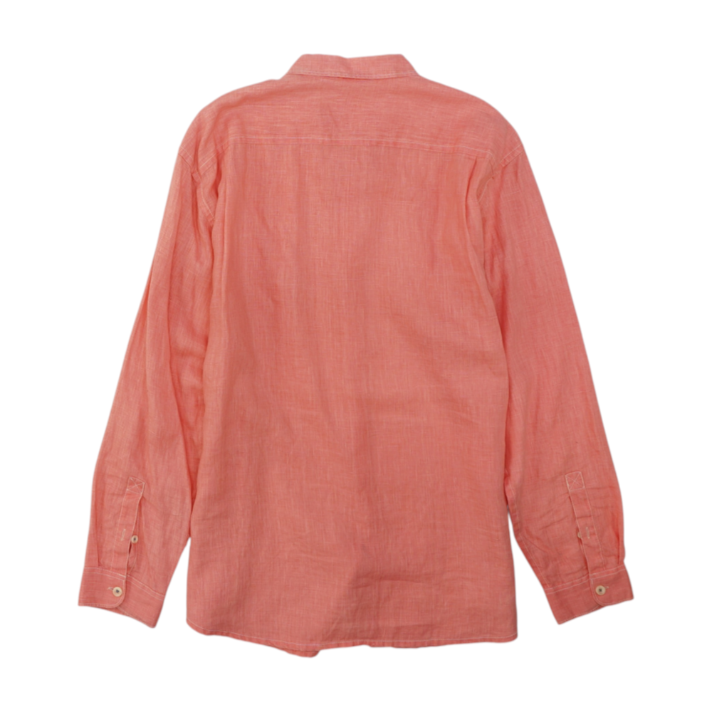 Coral Solid Long Sleeve Button Down