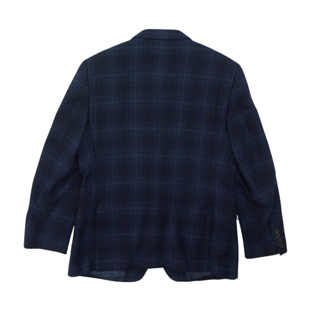 Navy Short Plaid Sport Coat