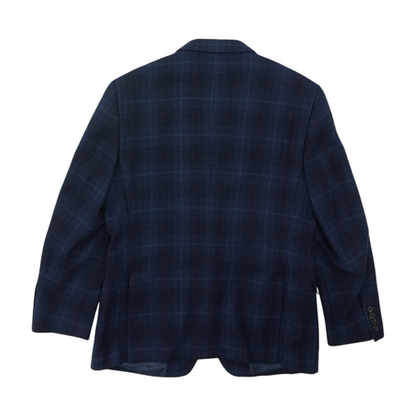 Navy Short Plaid Sport Coat