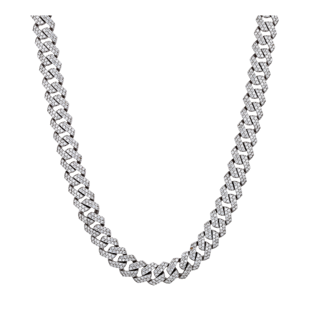 Sterling Silver White Stone Chain Necklace
