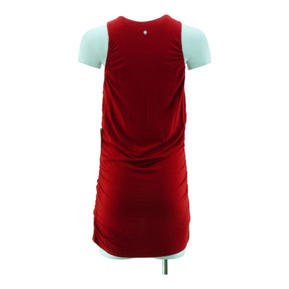 Red Solid Midi Dress
