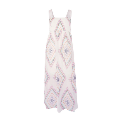 White Petite Print Midi Dress